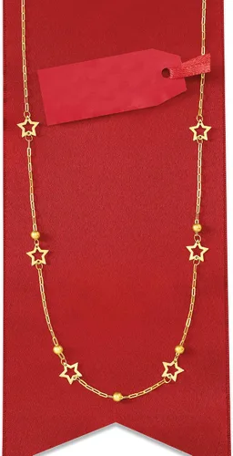 Vista 3 de Ross-Simons Italian 14kt Yellow Gold Paper Clip Link Star Station Necklace