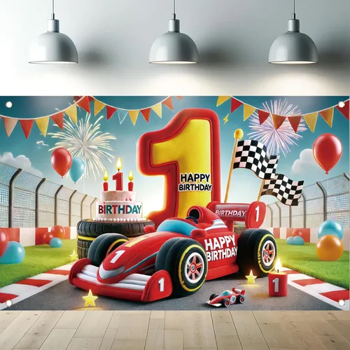 Vista 11 de Fondo de cumpleaños de Monster Truck, 70.8 x 43.3 pulgadas, poliéster, multicolor, cumpleaños, incluye telón de fondo con temática de camión