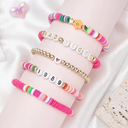Vista 2 de Taylor Concert Outfit Merch Swift - Pulseras de amistad Eras Tour 1989 Swiftie Anti-héroe Fearless Midnight pulseras para mujeres y niñas
