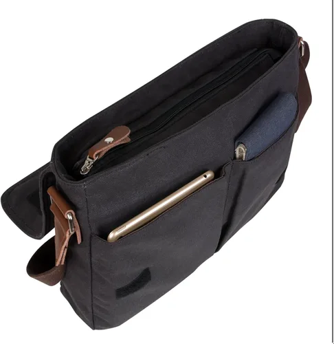 Vista 5 de HuaChen Vintage Canvas Messenger Bag,Travel Shoulder Satchel Unisex Crossbody Purse Bookbag for 14 Inch Laptop