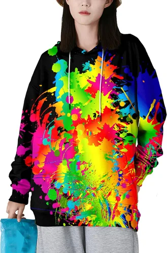 Vista 4 de Asylvain Sudadera con capucha unisex con estampado 3D para hombre y mujer, con bolsillo