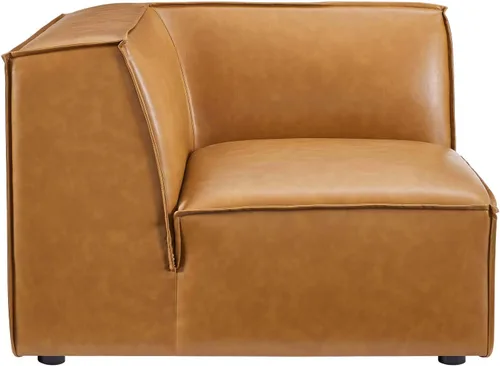 Vista 7 de Modway Restore - Sofá seccional de cuero vegano en color marrón
