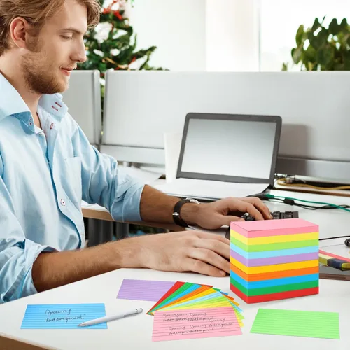 Vista 5 de Tecmisse Tarjetas de índice de 3 x 5 colores, 600 tarjetas de índice flash coloridas, tarjetas de notas, tarjetas de estudio, tarjetas flash