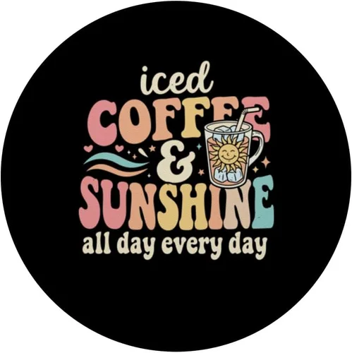 Vista 3 de Iced Coffee and Sunshine Funny Summer PopSockets Adhesive PopGrip