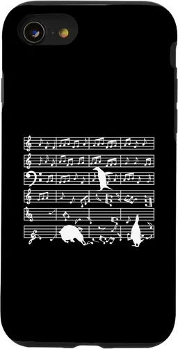 Vista 18 de iPhone 16 Notas musicales con pingüino en partitura musical - Estuche para profesor de música