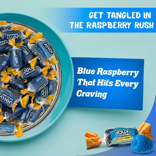 Vista 2 de Caramelos Duros Blue Raspberry Jolly Ranchers – Sabor Original – Bolsa a Granel de 1 Libra (Aproximadamente 75 Piezas) – Dulces Ácidos y Dulces