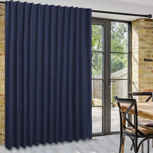 Vista 26 de DWCN Cortina opaca divisora de privacidad para puerta corrediza de patio, cortinas térmicas extra anchas con pestaña trasera y bolsillo para barra