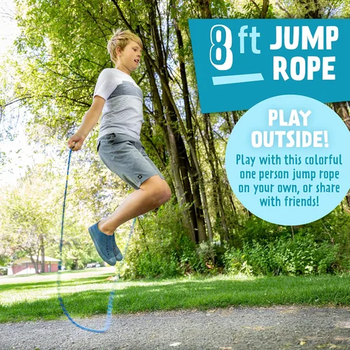 Vista 2 de Just Jump It Cuerda de saltar individual de 8 pies para niños, mujeres y hombres, equipo de entrenamiento activo para jóvenes al aire libre