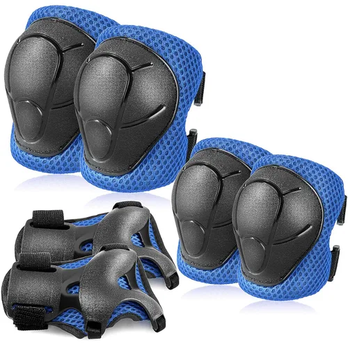Vista 13 de BOSONER - Equipo de protección básico para niños: juego de rodilleras y coderas con protectores de muñeca para niños de 3 a 15 años - Diseñado