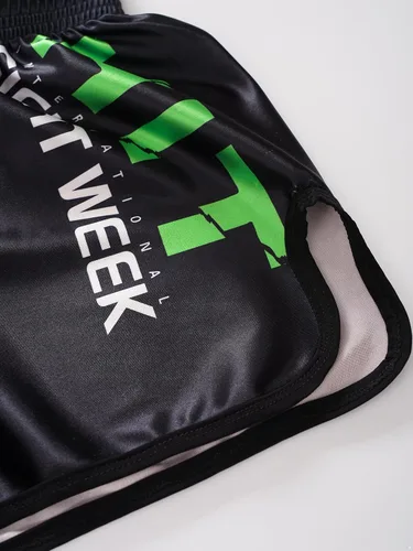 Vista 6 de Hansber Pantalones cortos de Muay Thai para niños, para boxeo, kickboxing, artes marciales mixtas, pantalones cortos deportivos de entrenamiento
