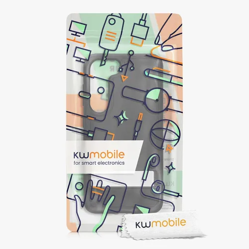 Vista 7 de kwmobile Funda compatible con Samsung Galaxy S23 con soporte, carcasa rígida con parachoques suave y soporte, color negro