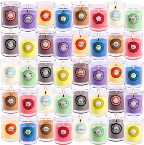 Vista 12 de YOROXRG Juego de 12 velas perfumadas de cera de soja, velas de lata de viaje para el hogar, 3.05 onzas para mamá para Navidad, cumpleaños, Acción