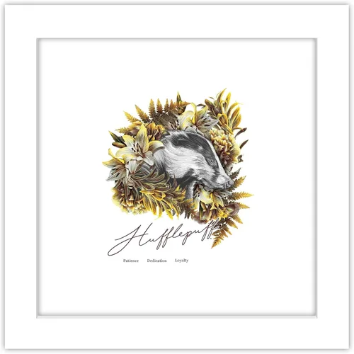 Vista 11 de Trends International Gallery Pops - Póster de pared de Harry Potter Hufflepuff Crest Romance, 12 x 12 pulgadas, versión enmarcada en negro