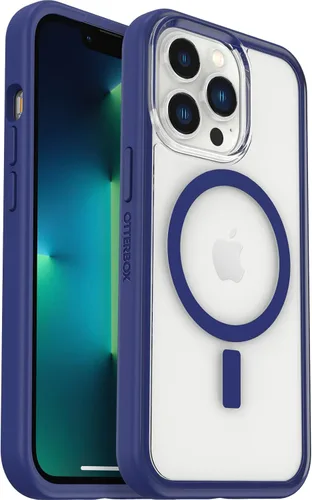 Vista 7 de OtterBox Funda transparente con borde de agarre colorido para iPhone 13 Pro (solamente) - Cristal negro (transparente/negro)