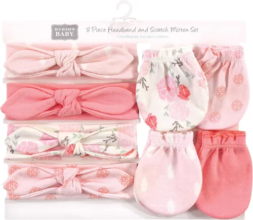 Vista 59 de Hudson Baby Conjunto de diadema de algodón y manoplas para rascar para bebé