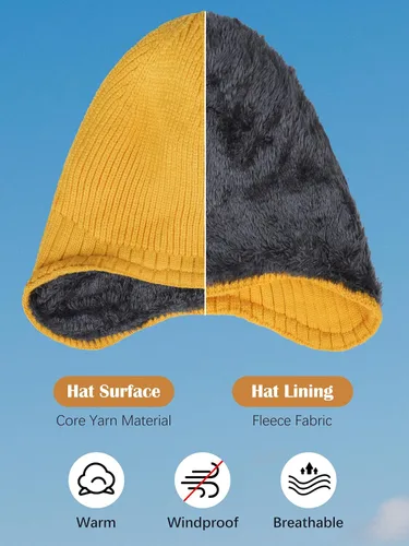 Vista 4 de Motarto Gorro de invierno cálido con orejeras, con forro polar grueso, elástico, resistente al viento, para hombres y mujeres