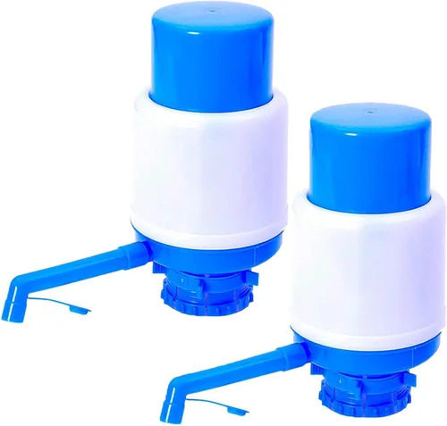 Vista 8 de Bomba de agua manual portátil azul para botella de 5 galones, dispensador de jarra de agua, bomba de agua potable con un tubo extra corto y tapa