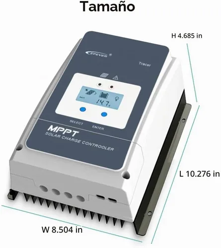 Vista 3 de EPEVER Controlador de carga solar MPPT 60A 12/24/36/48VDC Identificación automática del voltaje del sistema con medidor remoto MT52 y sensor
