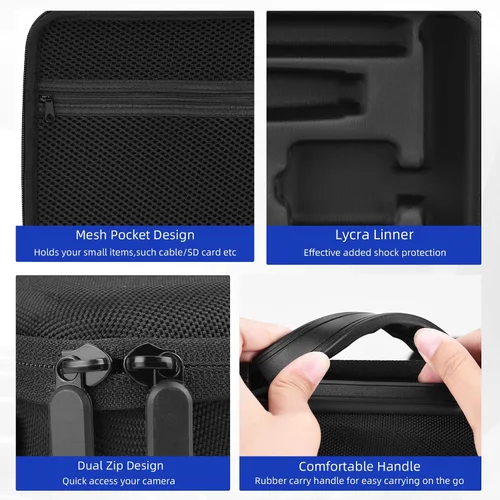 Vista 6 de Funda de transporte X4 para Insta360 X4 Air, bolsa protectora de almacenamiento de carcasa rígida portátil, funda de asa de viaje con capacidad