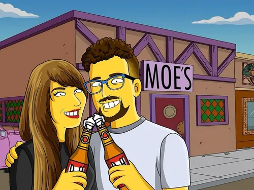 Vista 4 de Retrato personalizado estilo Los Simpsons de dibujo animado a partir de tu foto – Medio cuerpo – Prueba en 24 horas – Póster impreso o lienzo