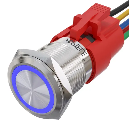 Vista 16 de APIELE Interruptor momentáneo de botón de encendido y apagado de 0.748 in de aleación de aluminio con cabezal de ojo de ángel LED de 12 V