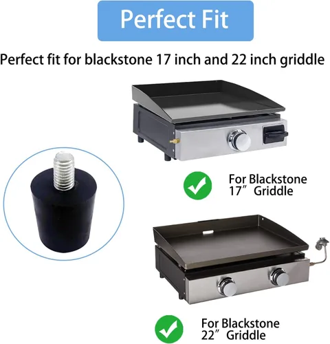 Vista 2 de Pie de goma ajustable para piezas de repuesto Blackstone, piezas de plancha para parrillas Blackstone de 17 y 22 pulgadas, los accesorios de plancha
