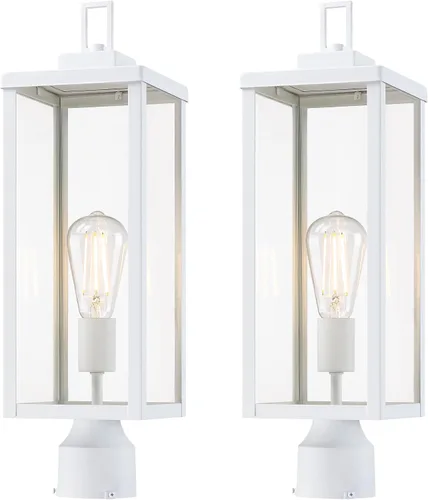 Vista 12 de GRUENLICH Outdoor Post Light Fixture, Tempered Glass, 16.5" White 1 Pack Blanco