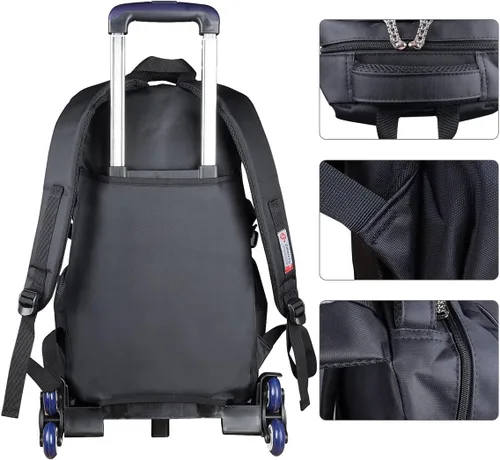 Vista 2 de VILINKOU Mochila con ruedas para niños y niñas, Azul, Equipaje, mochila, bolso