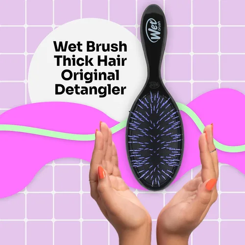 Vista 2 de Wet Brush - Cepillo desenredante para cabello grueso, negro, con cerdas ultrasuaves IntelliFlex que se deslizan a través de los nudos con facilidad