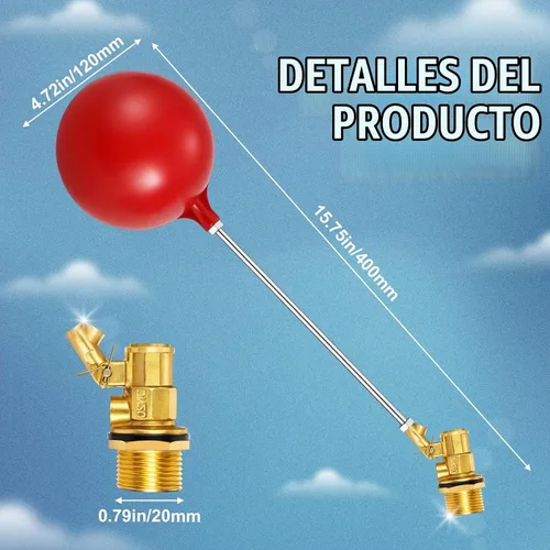 Vista 2 de Válvula de flotador de acero inoxidable de 3/4 pulgadas para tanque de agua y canal, diseño resistente con varilla de ángulo ajustable, bola