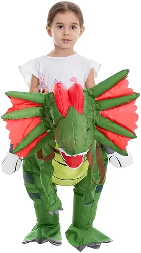 Vista 3 de HSCTEK: disfraz inflable de dinosaurio para niños y niñas Dilofosaurio