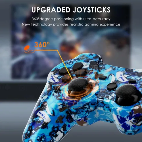 Vista 4 de Boowen Wireless Controller for PS3, Controller for Sony PlayStation 3, 6-Axis High-Performance Motion Sense Dual Vibration Upgraded Gaming