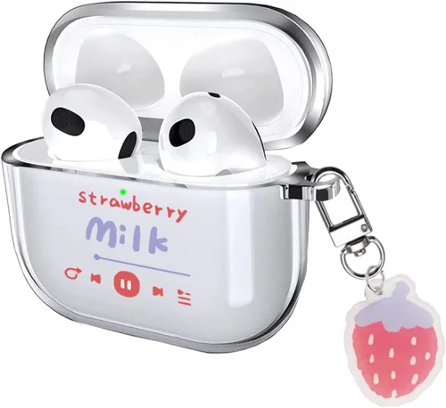 Vista 13 de Funda para AirPods 4 2024 con mosquetón de llavero, funda transparente para AirPods 4, diseño de anime, funda suave con adornos para niños, niñas