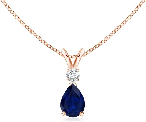 Vista 114 de Angara Colgante de lágrima de zafiro azul natural con diamante en plata/oro macizo de 14 quilates/platino Cumpleaños, compromiso, aniversario