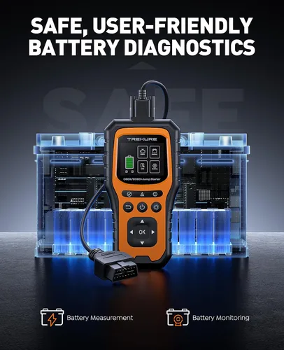 Vista 4 de Arrancador de batería de automóvil con escáner OBD2 5000A, arrancador de batería de automóvil portátil (toda gasolina/10L diésel), caja de arranque