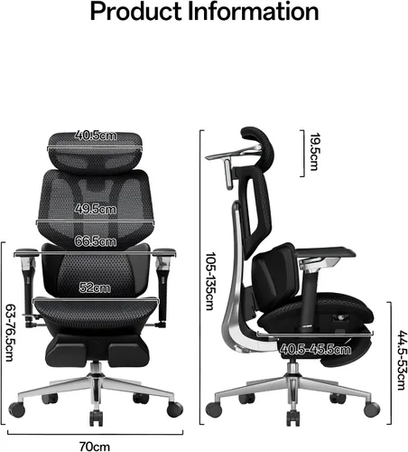 Vista 2 de Hbada X7 Silla ergonómica inteligente, silla de oficina ergonómica, seguimiento lumbar totalmente automatizado, reposacabezas ajustable 4D