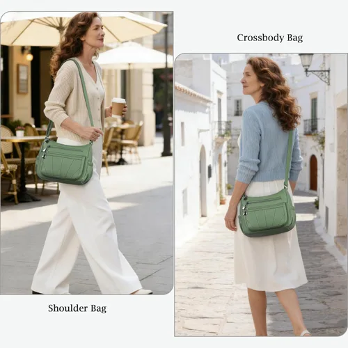 Vista 2 de Bolso cruzado para mujer, bolso de hombro suave de piel sintética, bolso mediano y espacioso, bolso de mano de moda con asa superior