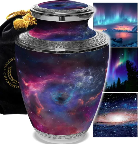 Vista 36 de Commemorative Cremation Urns Urnas de cremación personalizadas decorativas hechas a mano para mujeres (aurora boreal extragrandes)