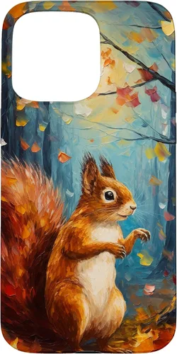 Vista 31 de Starry Night Squirrel Autumn Falling Leaves Van Gogh Style Case for iPhone 16