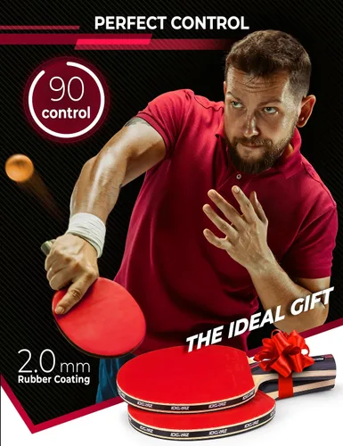 Vista 7 de Professional Ping Pong Paddle with ITTF Rubber and Carrying Case Table Tennis Racket with Speed 99, Spin 93, Control 90, Improves Accuracy and
