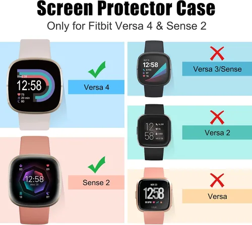 Vista 2 de Protector de pantalla compatible con Fitbit Sense 2/Versa 4 Carcasa, Carcasa de TPU suave plateada, Protector de pantalla protectivo integral