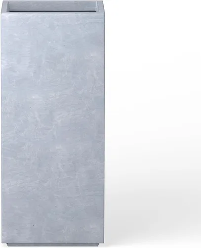 Vista 9 de Kante Maceta rectangular de hormigón de 20.3 pulgadas de alto, moderna maceta de diámetro cuadrado con orificio de drenaje y tapón de goma