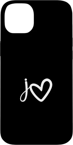 Vista 15 de Minimalist Monogram Name Initial Letter j White Heart Shape Case for iPhone 17