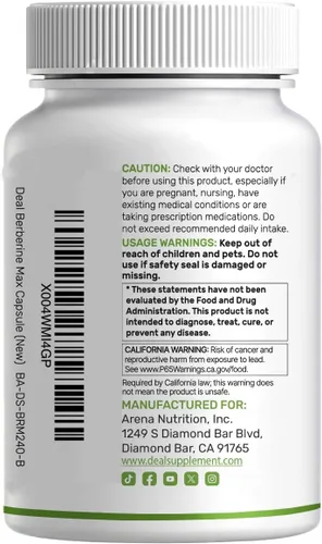 Vista 7 de DEAL SUPPLEMENT Berberine Max Suplemento con cúrcuma, 5,000 mg por porción, 240 cápsulas vegetales – 97% HCl de berberina pura – Extracto de raíz