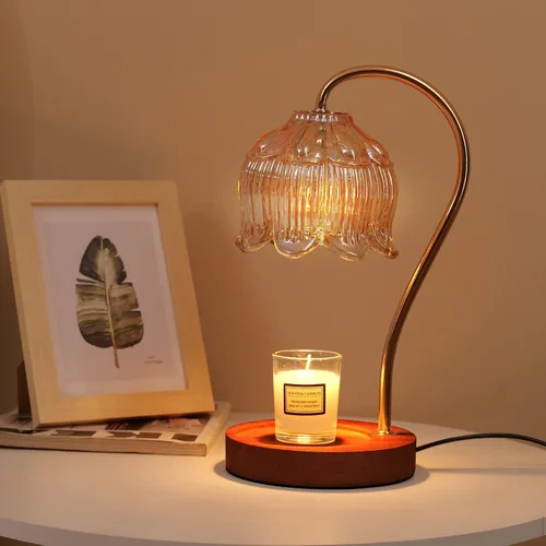 Vista 24 de GEEZO - Lámpara calefactora de fragancia para velas, calentador de velas eléctrico con temporizador y regulador de intensidad, regalos de Navidad