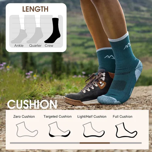 Vista 11 de innotree 3 Pack Men's Merino Wool Hiking Socks, Micro Crew Cushioned Hiking Walking Thermal Moisture Wicking Trekking Socks