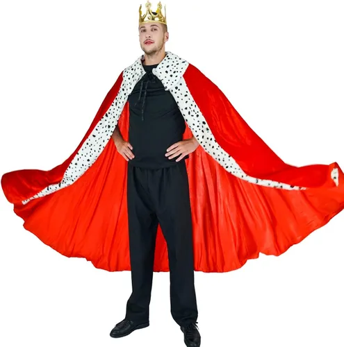 Vista 3 de Disfraz de los reyes de los hombres, talla única, (color rojo, dorado, blanco)