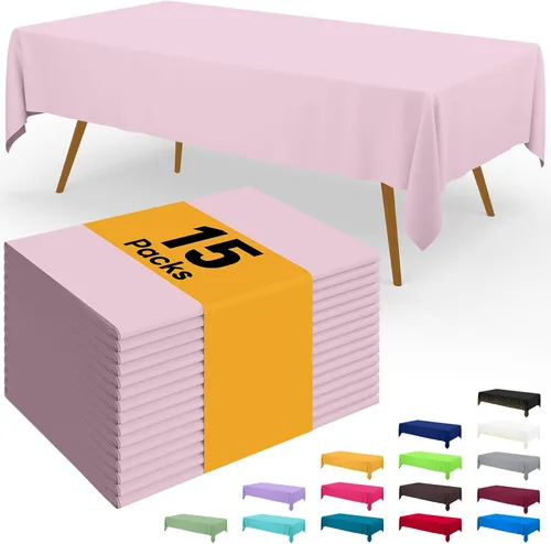 Vista 70 de Smiry - Juego de 6 manteles desechables, 54 x 78 pulgadas, manteles impermeables rectangulares para fiestas, cubierta de mesa de plástico