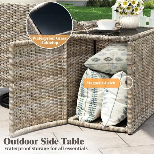 Vista 6 de LUXOAK Juego de muebles de patio de 9 piezas con mecedoras y mesa
