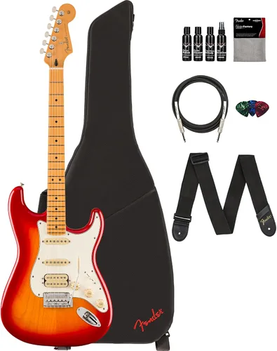 Vista 27 de Fender Player II Modified Stratocaster - Paquete de atardecer con bolsa de concierto, correa, cable, paquete de 3 púas y kit de limpieza de guitarra